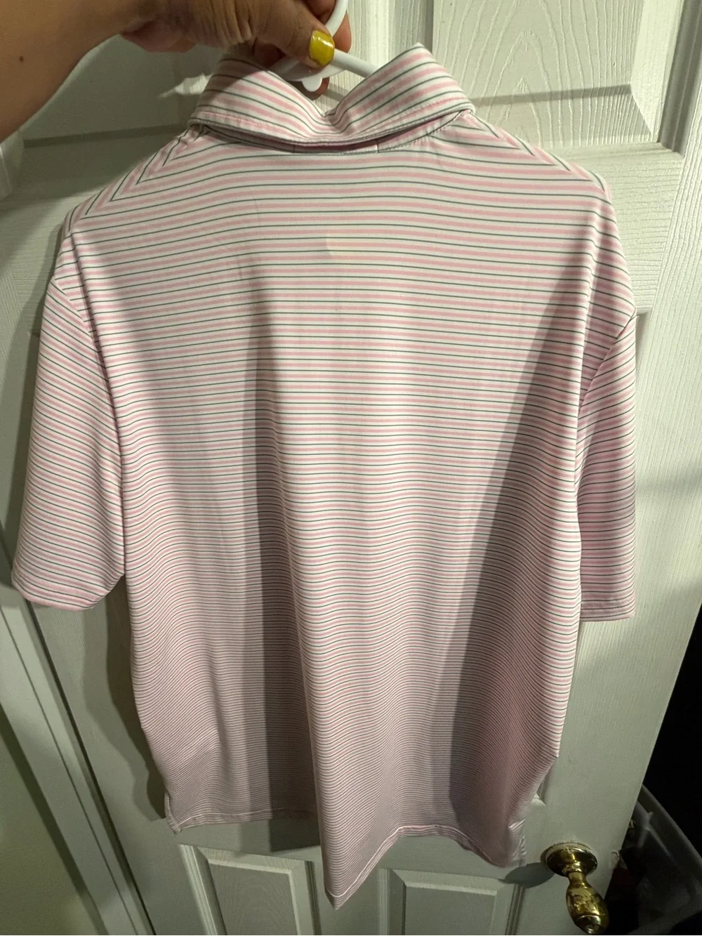 RLX Ralph Lauren Golf Polo Shirt Pink Stripe UV Protection Size Large